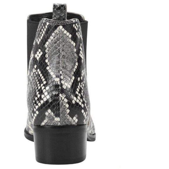 Marc Fisher Yale Pointed Chelsea Bootie reptile snake leather boot black white 9 - Picture 10 of 16